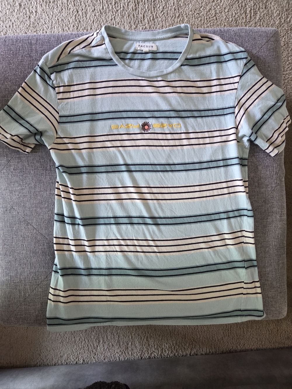 PacSun Easy Daze Mens Light Green Striped Tee Size Medium Short Sleeve